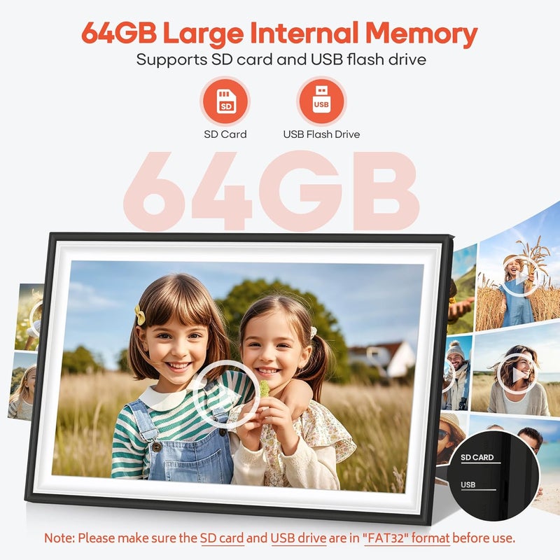 BIGASUO Digital Picture Frame Frameo 15.6" WiFi Electronic Photo Frames Large with 64GB Memory 1920x1080 IPS FHD Touch Screen Share Moments Instantly Anywhere Photo Gifts for Parents and Grandparents - Image 3